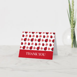 Red Daisy Ladybug Pattern Bedankkaart