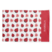 Red Daisy Ladybug Pattern - Gepersonaliseerd Kussensloop (Achterkant)