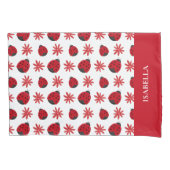 Red Daisy Ladybug Pattern - Gepersonaliseerd Kussensloop (Voorkant)