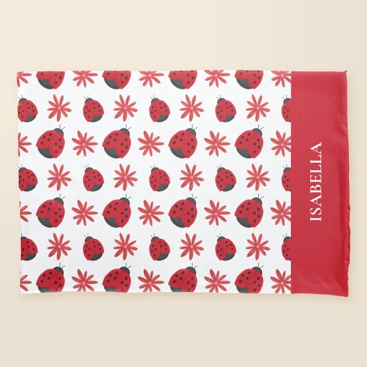 Red Daisy Ladybug Pattern - Gepersonaliseerd Kussensloop