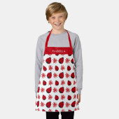 Red Daisy Ladybug Pattern - Gepersonaliseerd Schort (Gedragen)