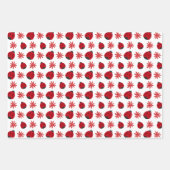 Red Daisy Ladybug Pattern Inpakpapier Vel (Voorkant 2)