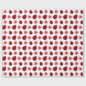 Red Daisy Ladybug Pattern Wrapping Cadeaupapier (Vlak)