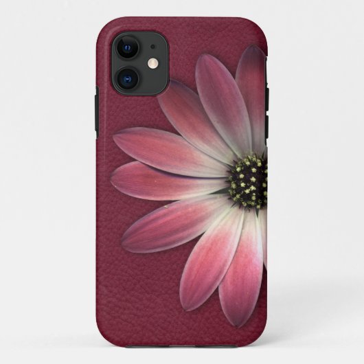 Red Daisy on Wine Leather Print Case-Mate iPhone Case (Achterkant)
