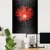 Red Daisy op zwarte achtergrond | Abstracte kunst Poster (Thuiskantoor)