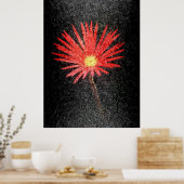 Red Daisy op zwarte achtergrond | Abstracte kunst Poster (Keuken)