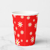 Red Daisy Paper Cups Papieren Bekers (Rechts)