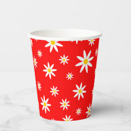 Red Daisy Paper Cups Papieren Bekers