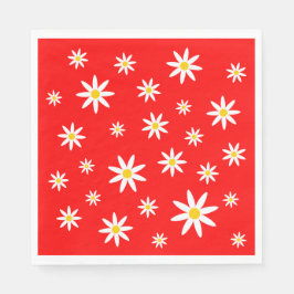 Red Daisy Paper Napkins Servet