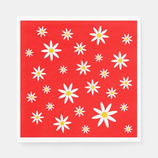Red Daisy Paper Napkins Servet (Voorkant)