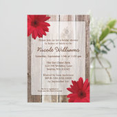 Red Daisy Rustic Barn Wood Vrijgezellenfeest Kaart (Staand voorkant)