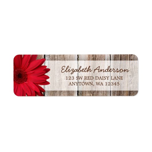 Red Daisy rustieke schuur hout Adresetiketten Etiket (Voorkant)