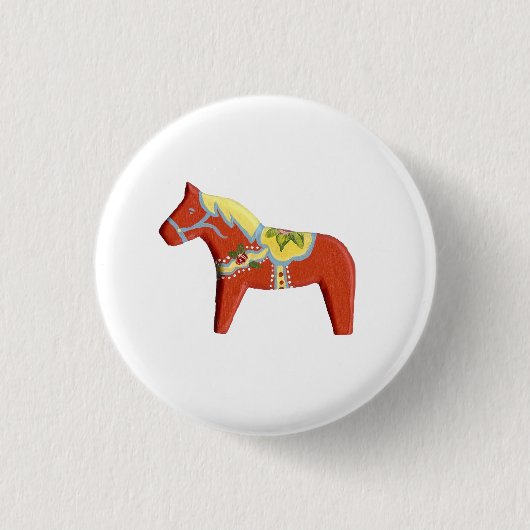 Red Dala Horse # 8-pins Ronde Button 3,2 Cm (Voorkant)