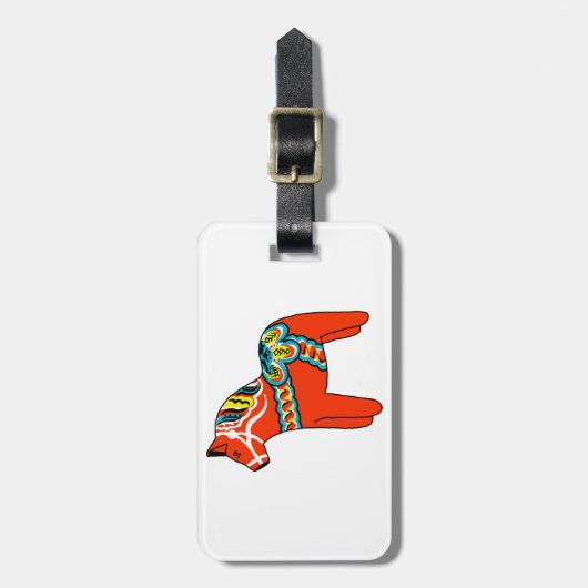 Red Dala Horse Bagagelabel (Voorkant verticaal)