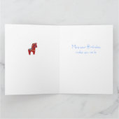 Red Dala Horse Birthday Kaart (Binnen)