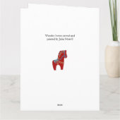 Red Dala Horse Birthday Kaart (Achterkant)