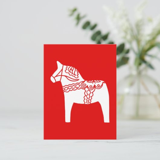 Red Dala Horse Briefkaart (Staand voorkant)