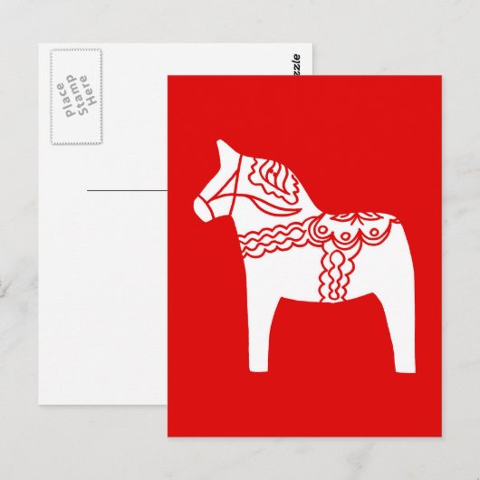 Red Dala Horse Briefkaart (Voorkant / Achterkant)