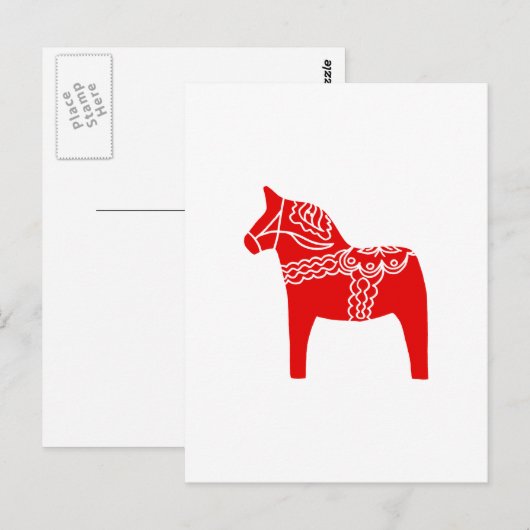 Red Dala Horse Briefkaart (Voorkant / Achterkant)