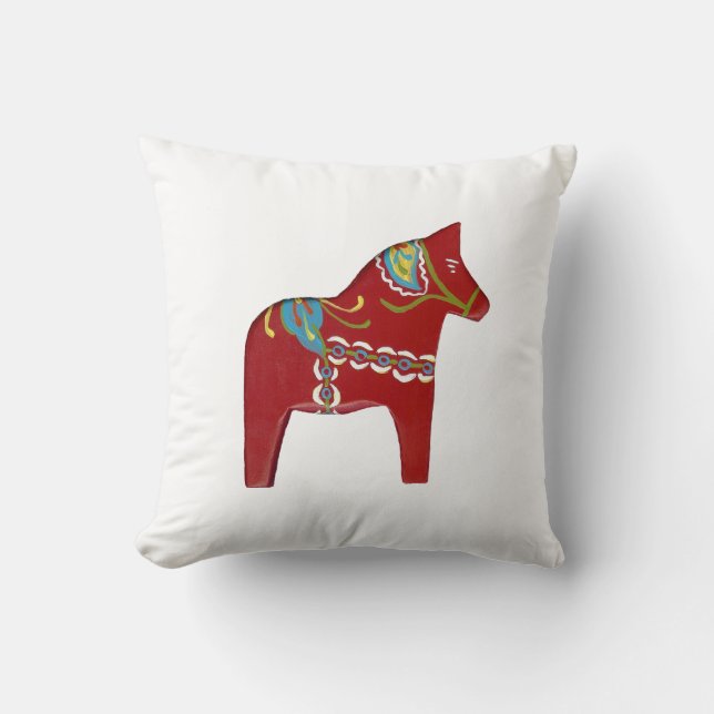 Red Dala Horse Design # 14 Pillow Kussen (Voorkant)