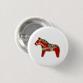 Red Dala Horse Design #5-pins/knop Ronde Button 3,2 Cm (Voorkant /achterkant)