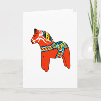 Red Dala Horse Feestdagen Kaart