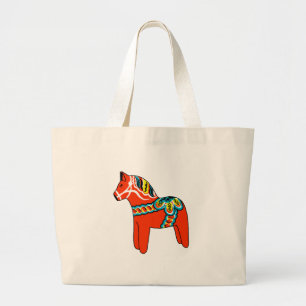 Red Dala Horse Grote Tote Bag