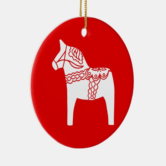 Red Dala Horse Keramisch Ornament (Rechts)