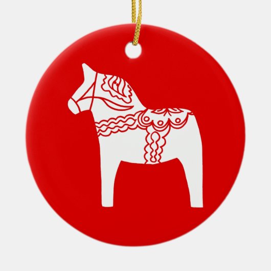 Red Dala Horse Keramisch Ornament (Voorkant)