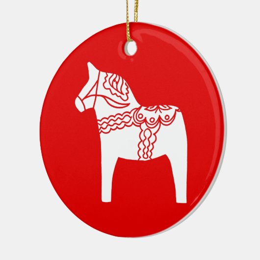 Red Dala Horse Keramisch Ornament (Links)