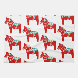 Red Dala Horse Kitchen Towel Theedoek
