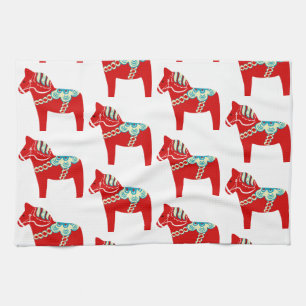 Red Dala Horse Kitchen Towel Theedoek