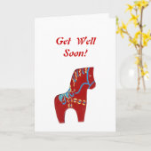 Red Dala Horse krijgt een goede Kaart (Gele Bloem)