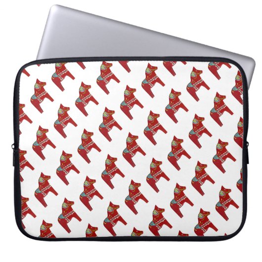 Red Dala Horse Laptop Hoesje Sleeve (Voorkant)