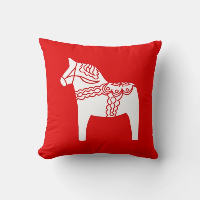 Red Dala Horse Pillow Kussen (Voorkant)