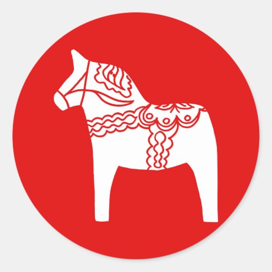 Red Dala Horse Ronde Sticker (Voorkant)