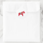 Red Dala Horse Ronde Sticker (Tas)