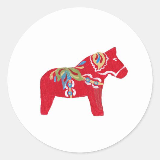 Red Dala Horse Ronde Sticker (Voorkant)