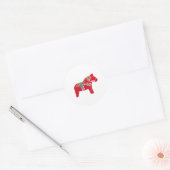 Red Dala Horse Ronde Sticker (Envelop)