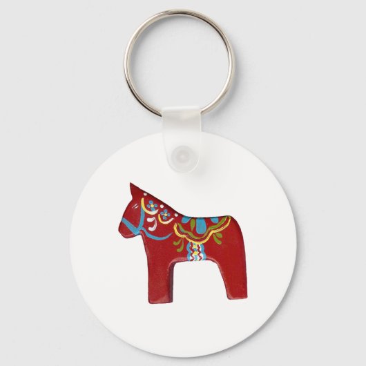 Red Dala Horse Sleutelhanger Design #15 (Voorkant)