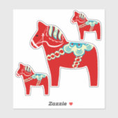 Red Dala Horse Stickers (Vel)