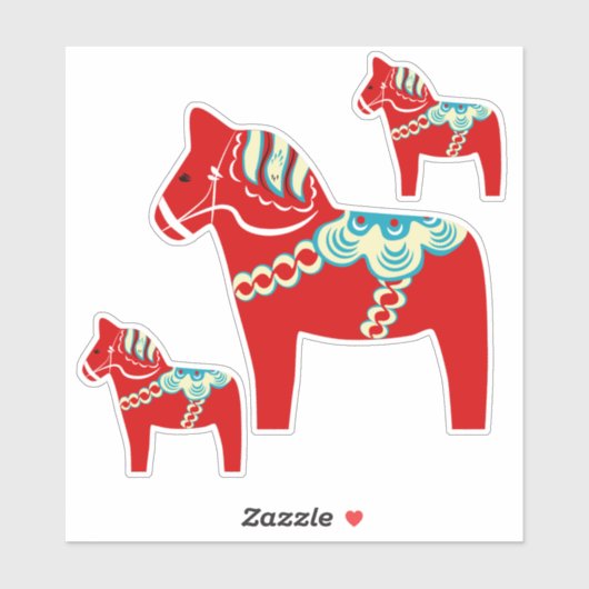 Red Dala Horse Stickers (Vel)