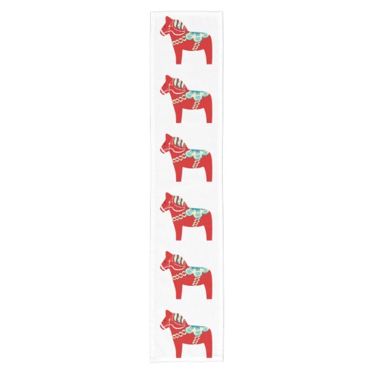 Red Dala Horse Table Runner Korte Tafelloper (Voorkant)
