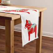 Red Dala Horse Table Runner Korte Tafelloper (Voorbeeld)