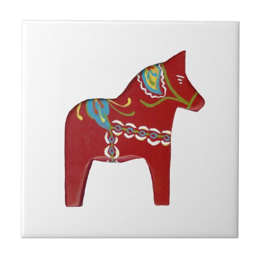 Red Dala Horse Tegel Tegeltje (Voorkant)