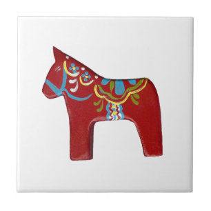 Red Dala Horse Tegel Tegeltje