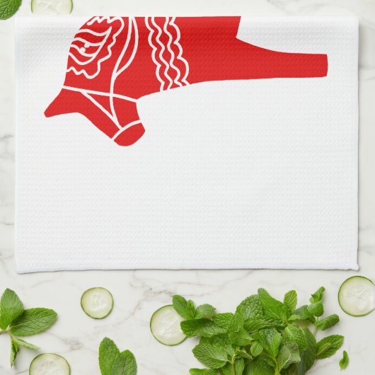 Red Dala Horse Theedoek (Gevouwen)