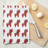 Red Dala Horse Theedoek (Quarter Fold)