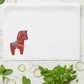 Red Dala Horse Theedoek (Gevouwen)