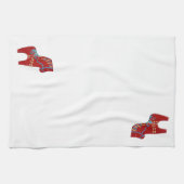 Red Dala Horse Theedoek (Horizontaal)